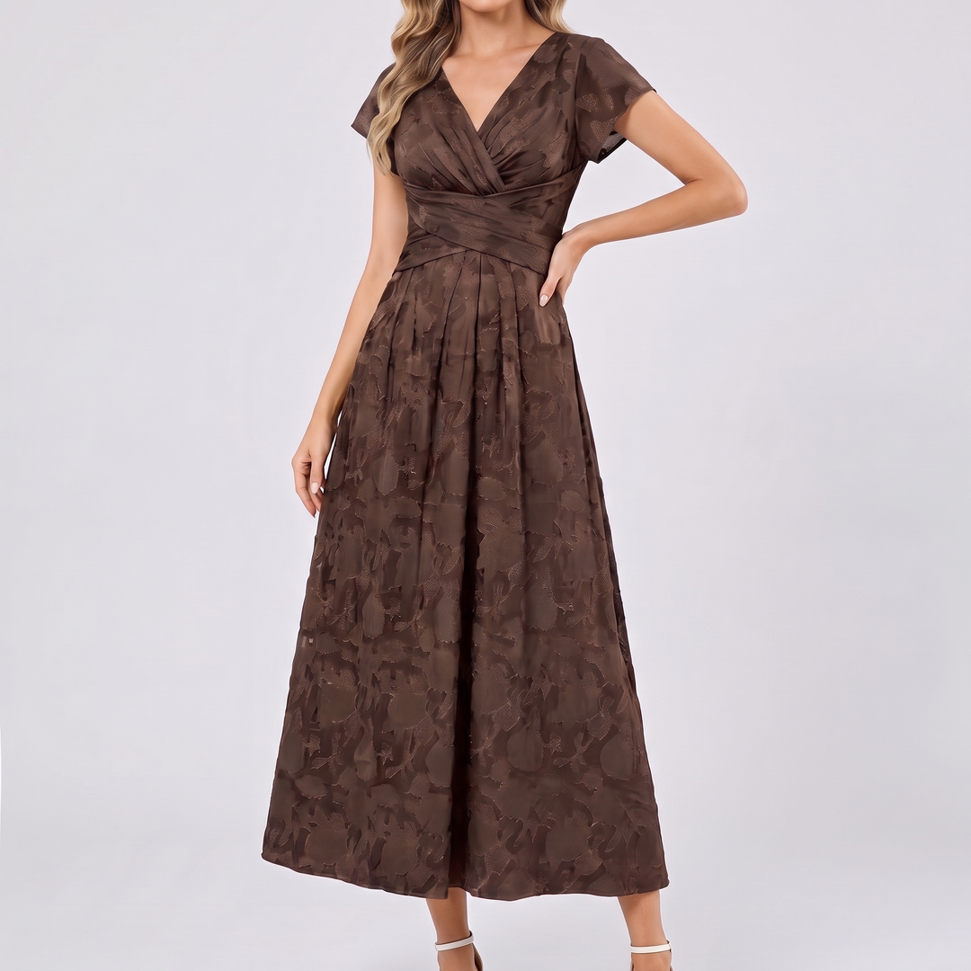 Women's Elegant Chiffon Midi Dress with Flutter Sleeves 4