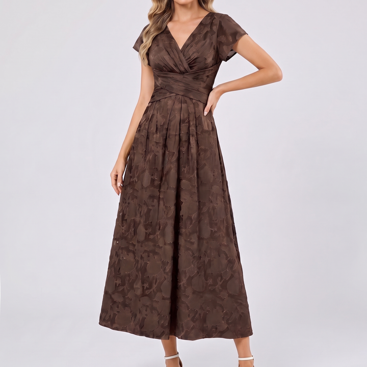 Women's Elegant Chiffon Midi Dress with Flutter Sleeves 4
