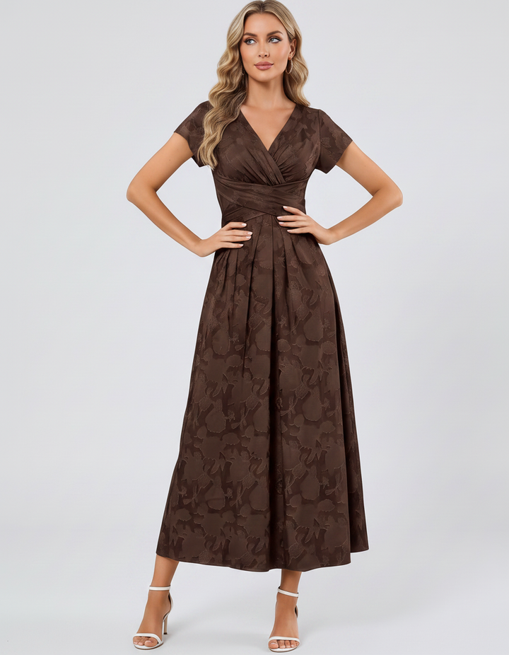 Women's Elegant Chiffon Midi Dress with Flutter Sleeves 40