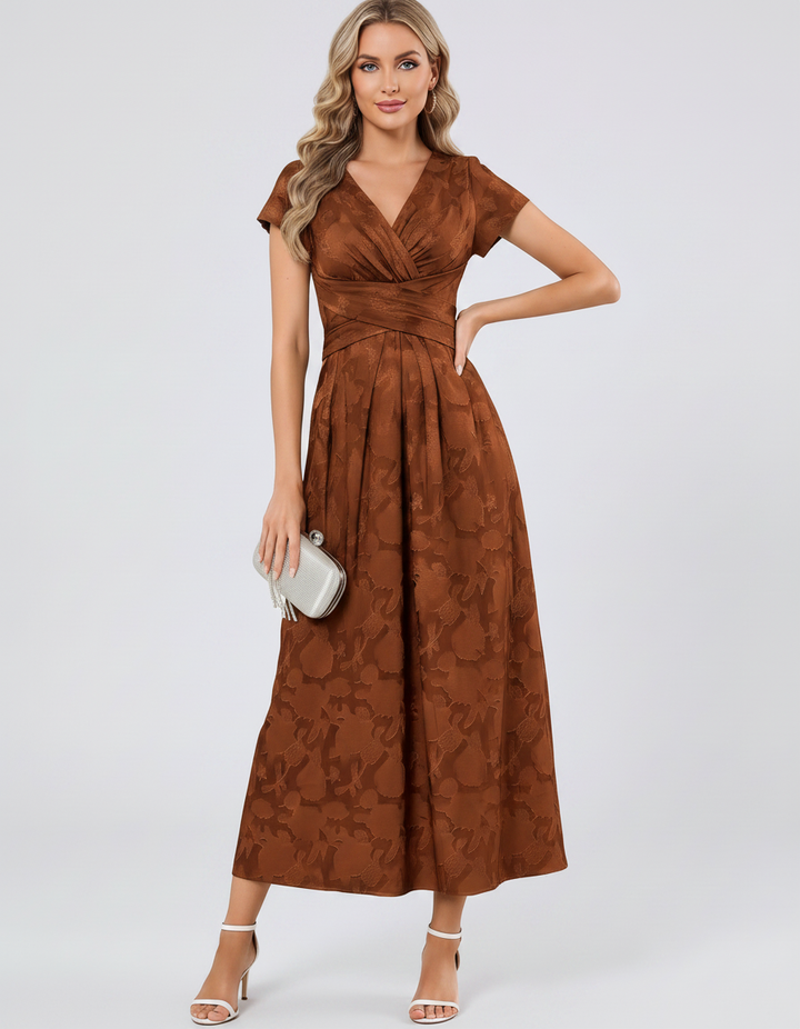Women's Elegant Chiffon Midi Dress with Flutter Sleeves 42