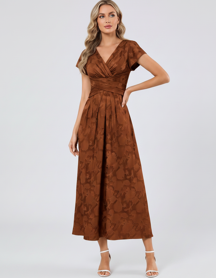Women's Elegant Chiffon Midi Dress with Flutter Sleeves 43
