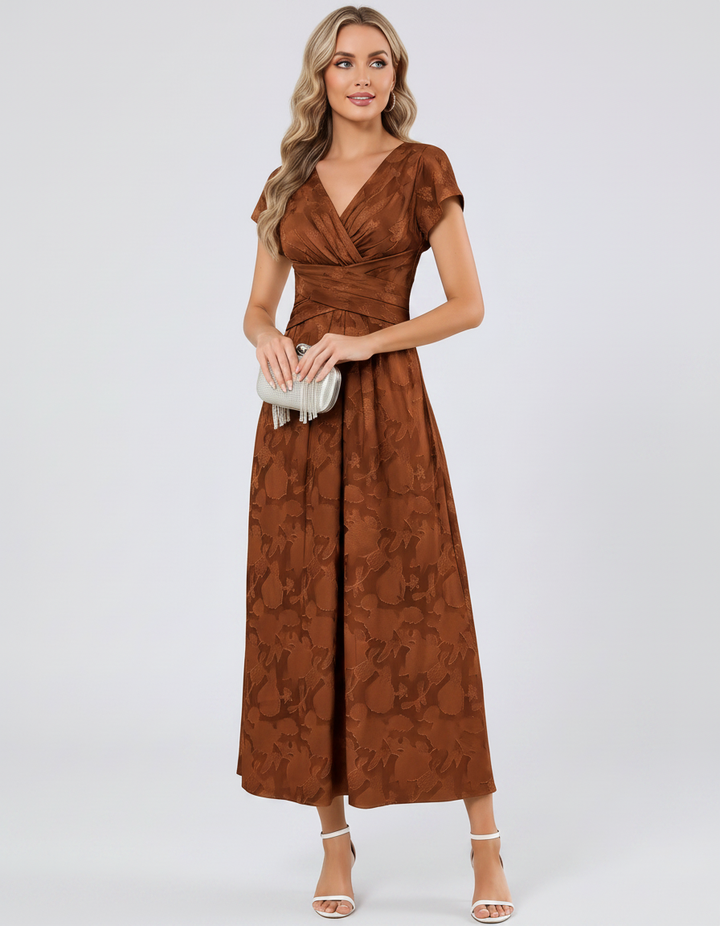 Women's Elegant Chiffon Midi Dress with Flutter Sleeves 45