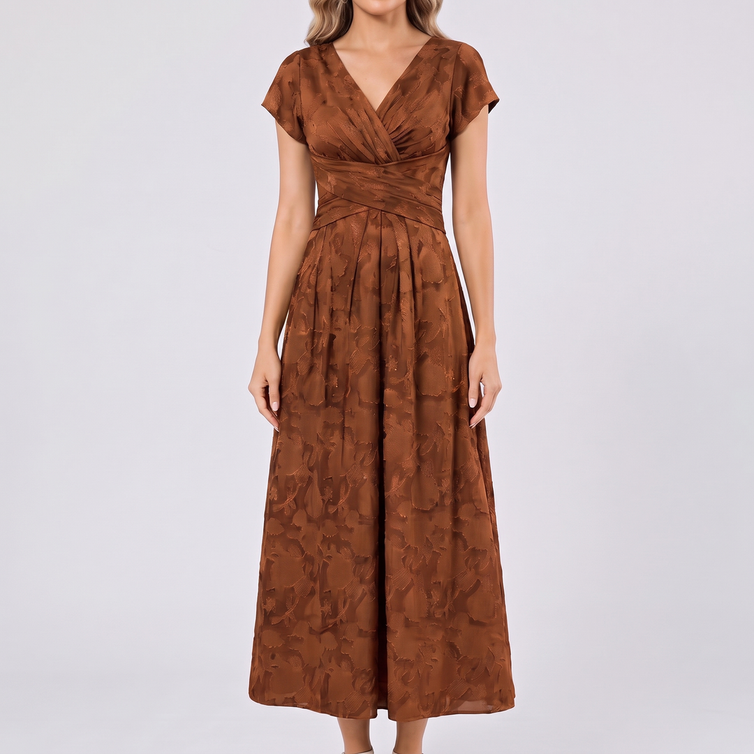 Women's Elegant Chiffon Midi Dress with Flutter Sleeves 5