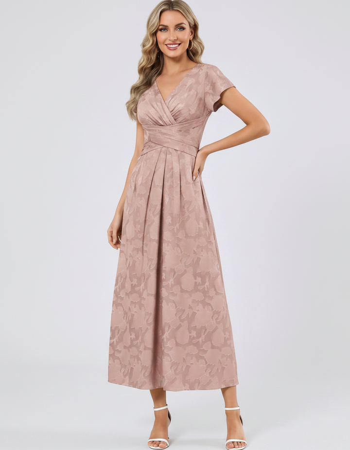 Women's Elegant Chiffon Midi Dress with Flutter Sleeves 51