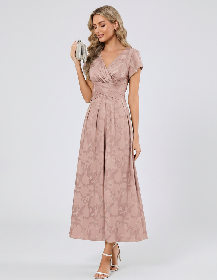 Women's Elegant Chiffon Midi Dress with Flutter Sleeves 55