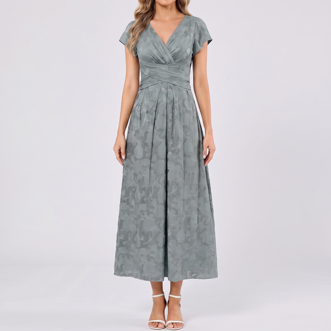 Women's Elegant Chiffon Midi Dress with Flutter Sleeves 6