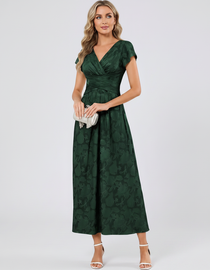Women's Elegant Chiffon Midi Dress with Flutter Sleeves 62