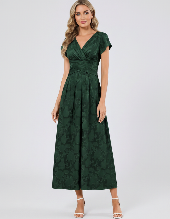 Women's Elegant Chiffon Midi Dress with Flutter Sleeves 63