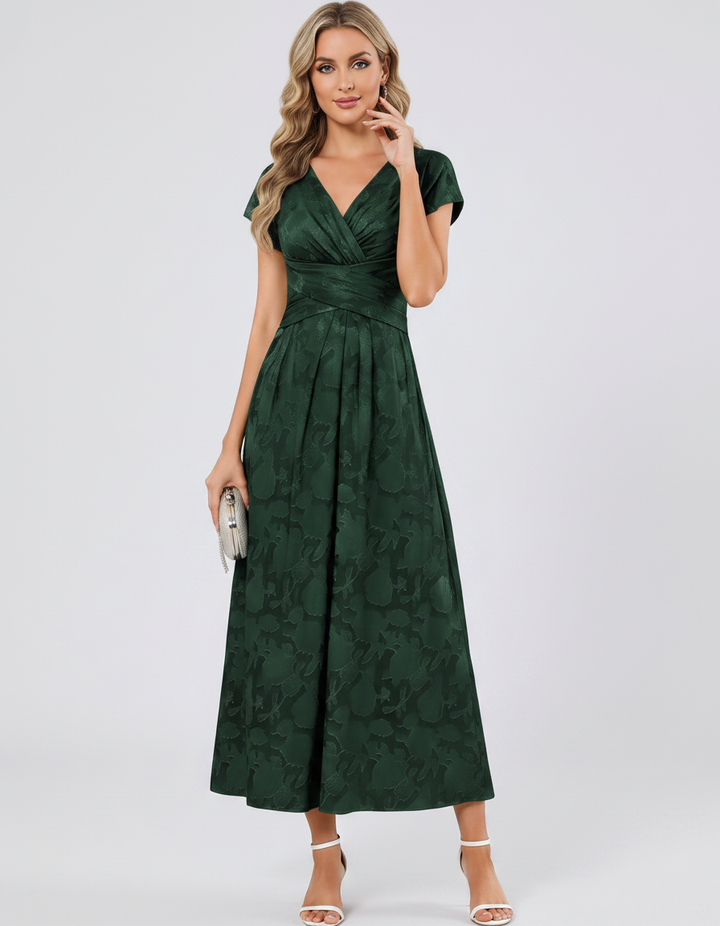 Women's Elegant Chiffon Midi Dress with Flutter Sleeves 65