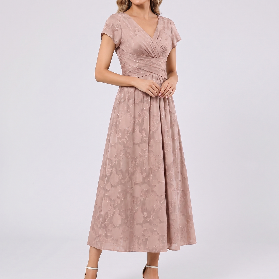 Women's Elegant Chiffon Midi Dress with Flutter Sleeves 7