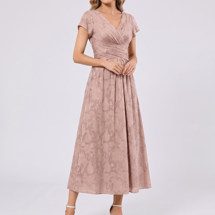 Women's Elegant Chiffon Midi Dress with Flutter Sleeves 7