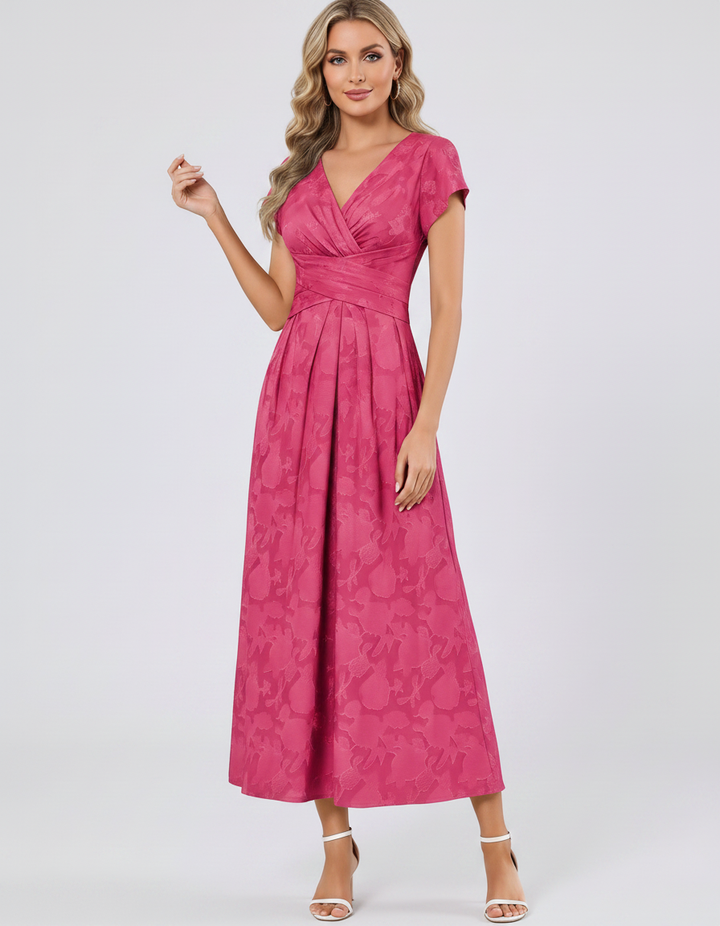 Women's Elegant Chiffon Midi Dress with Flutter Sleeves 70