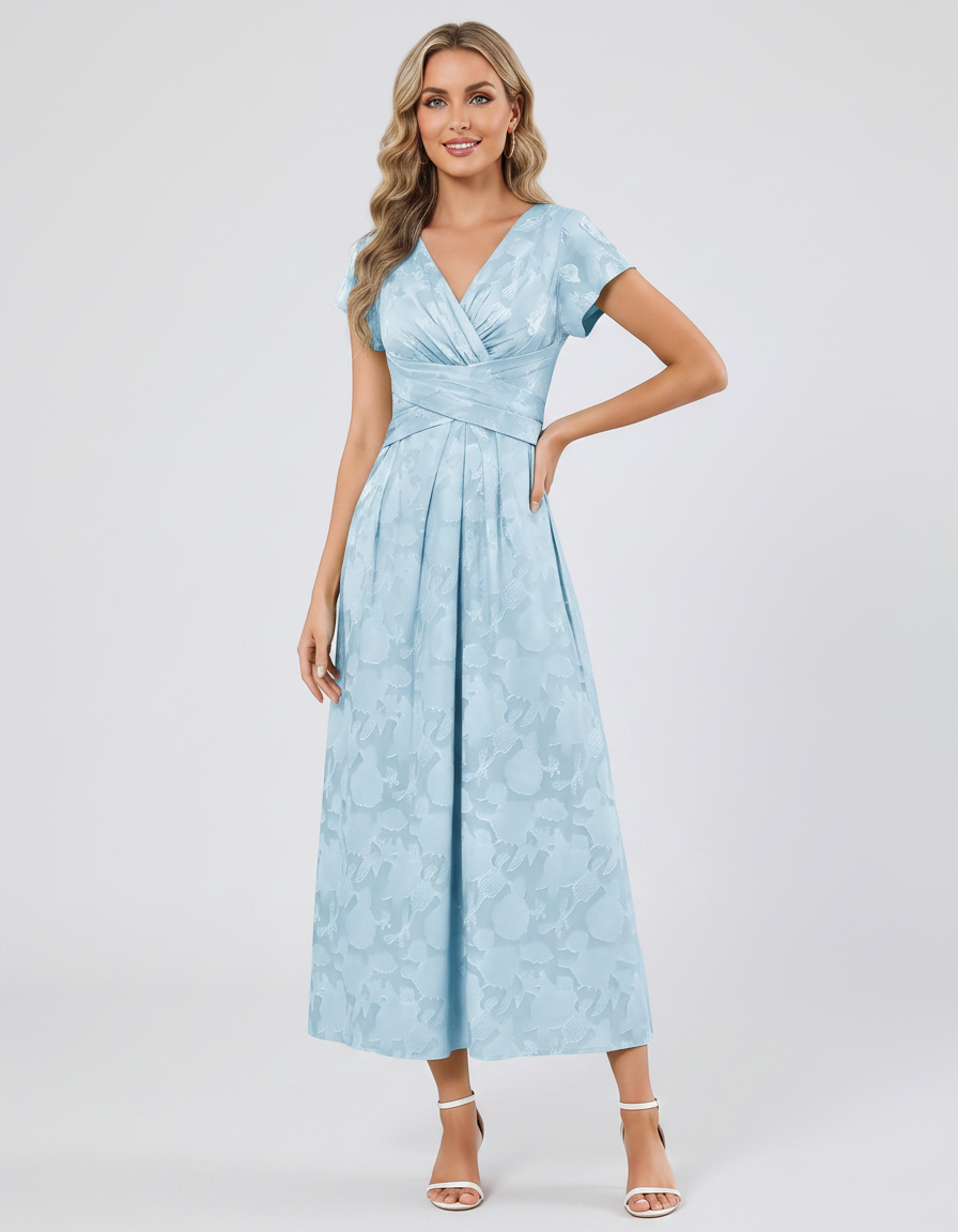 Women's Elegant Chiffon Midi Dress with Flutter Sleeves 72
