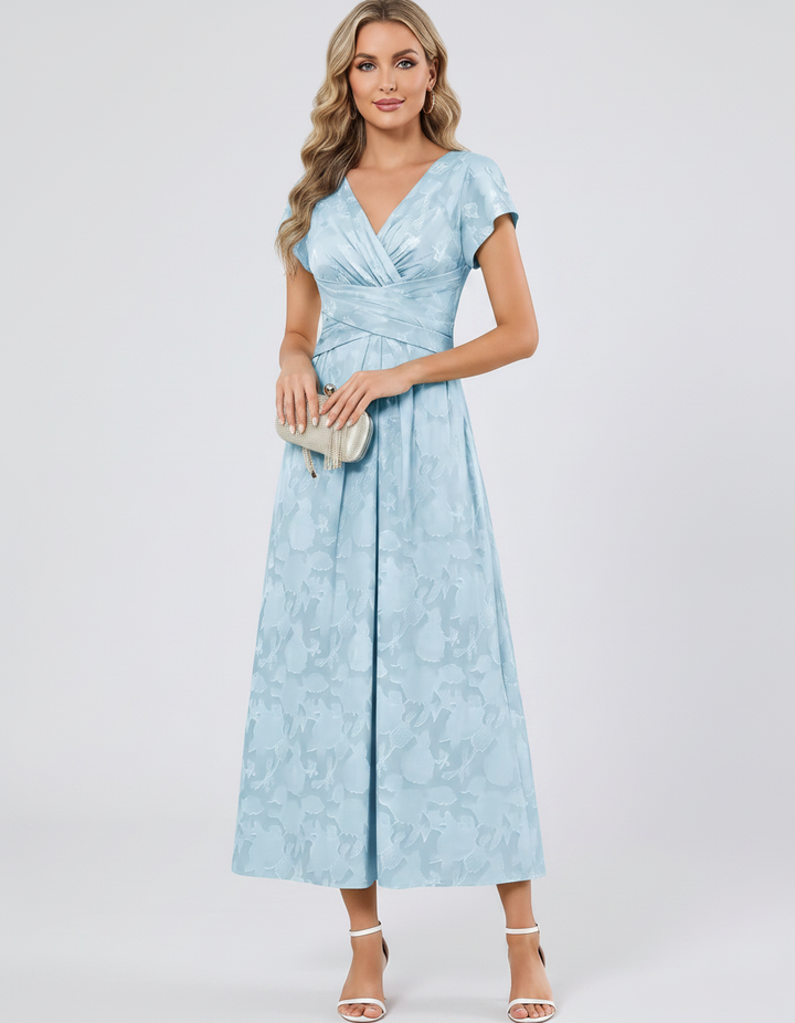 Women's Elegant Chiffon Midi Dress with Flutter Sleeves 73