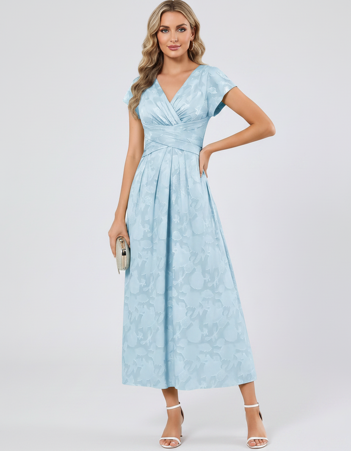 Women's Elegant Chiffon Midi Dress with Flutter Sleeves 74
