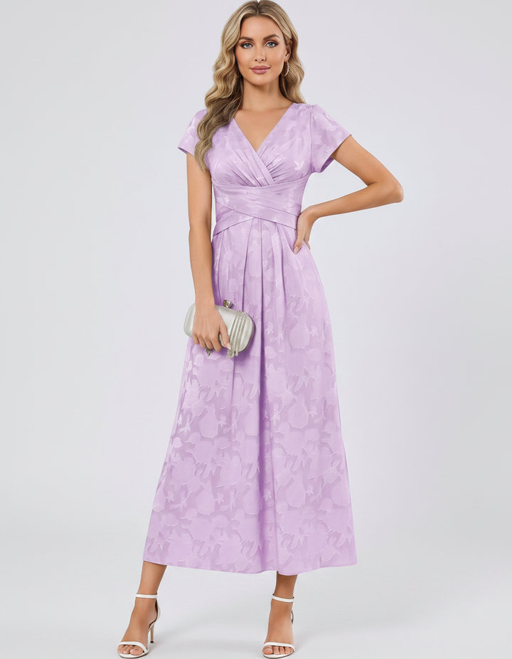 Women's Elegant Chiffon Midi Dress with Flutter Sleeves 78