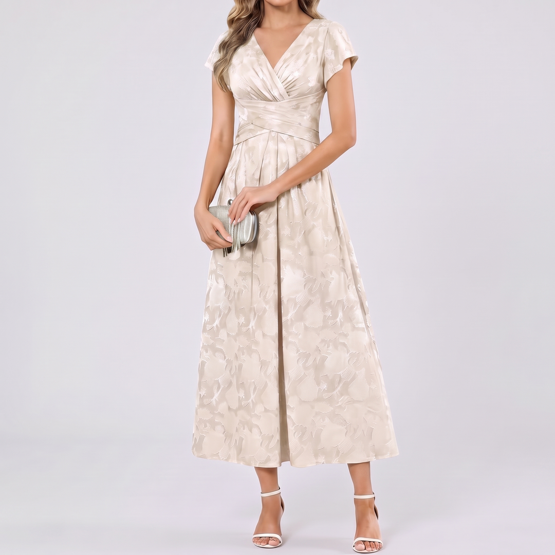 Women's Elegant Chiffon Midi Dress with Flutter Sleeves 8