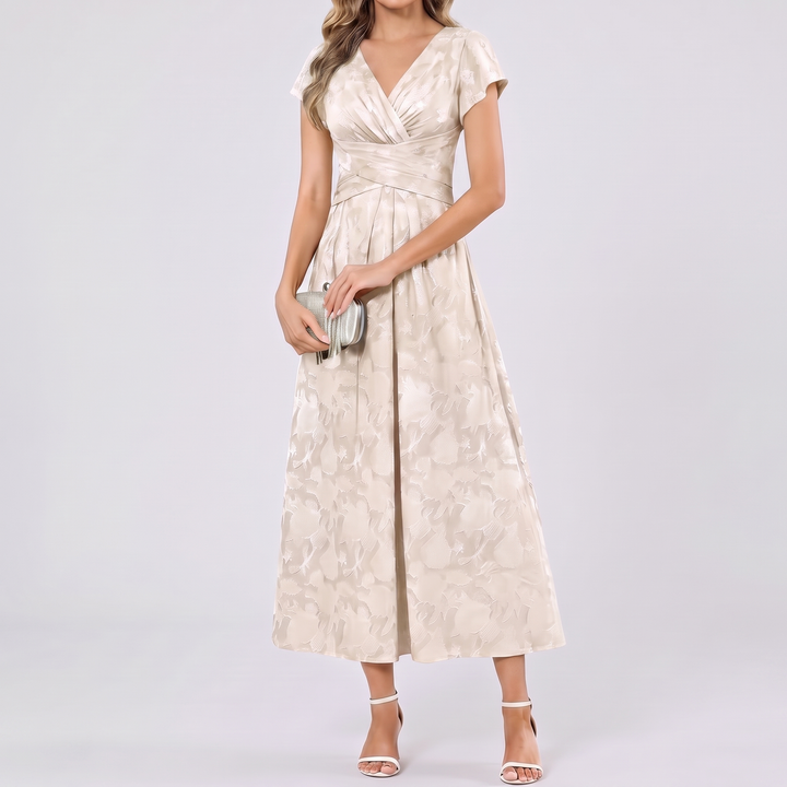 Women's Elegant Chiffon Midi Dress with Flutter Sleeves 8