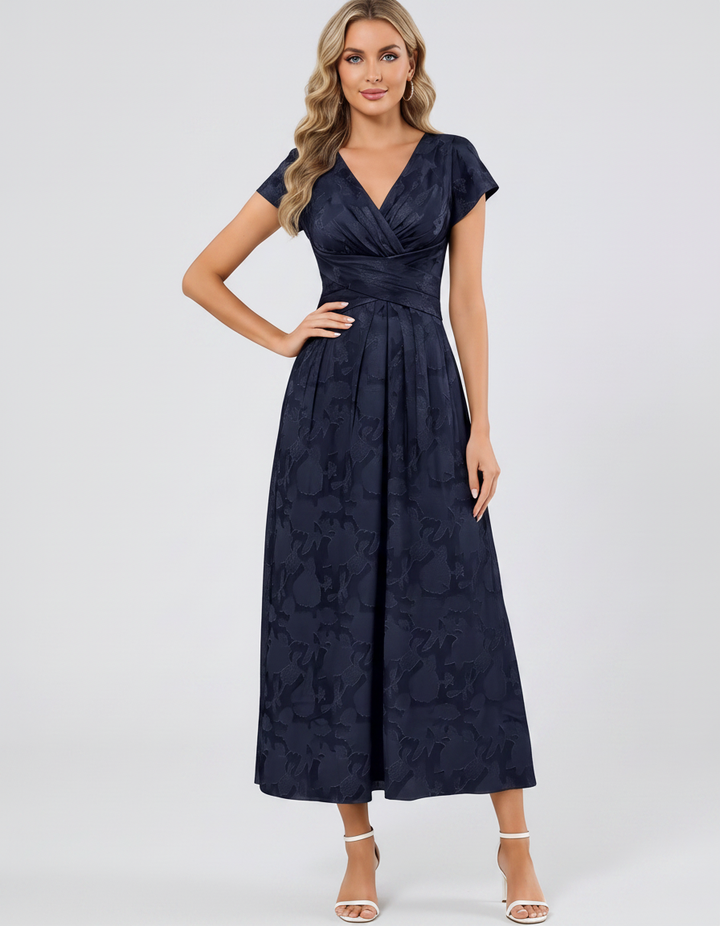 Women's Elegant Chiffon Midi Dress with Flutter Sleeves 87