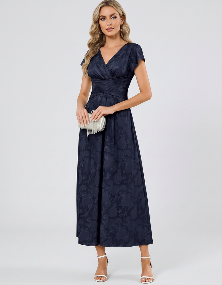 Women's Elegant Chiffon Midi Dress with Flutter Sleeves 88