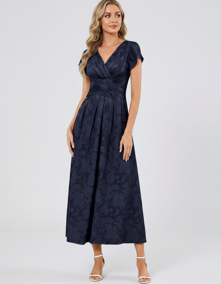 Women's Elegant Chiffon Midi Dress with Flutter Sleeves 89