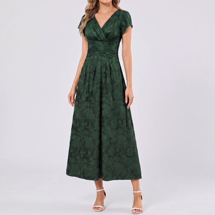 Women's Elegant Chiffon Midi Dress with Flutter Sleeves 9