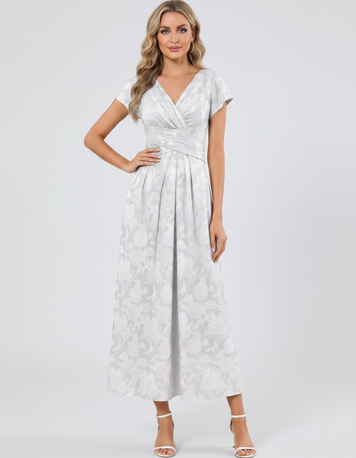 Women's Elegant Chiffon Midi Dress with Flutter Sleeves 91