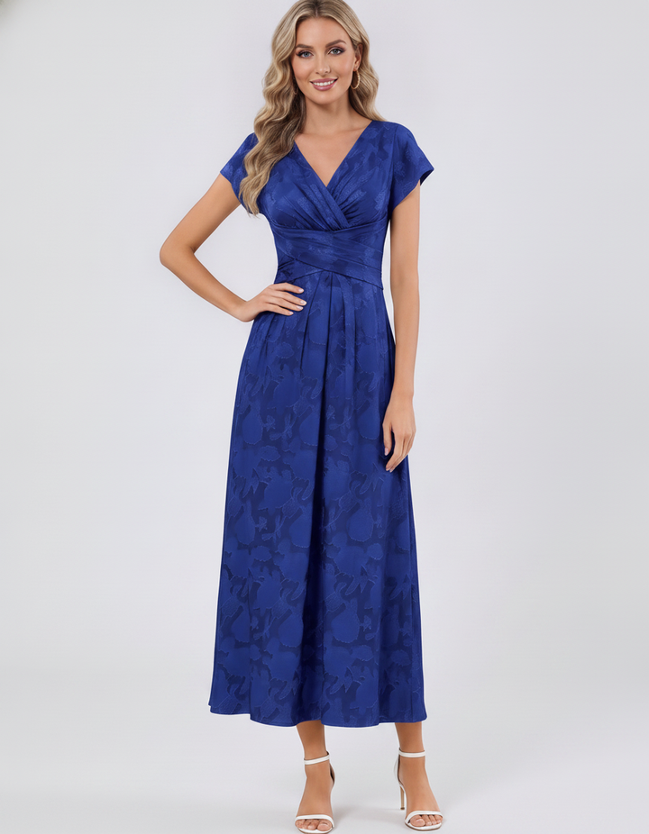 Women's Elegant Chiffon Midi Dress with Flutter Sleeves 96