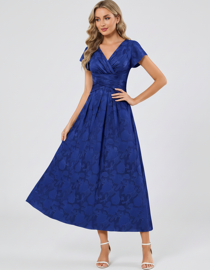 Women's Elegant Chiffon Midi Dress with Flutter Sleeves 98