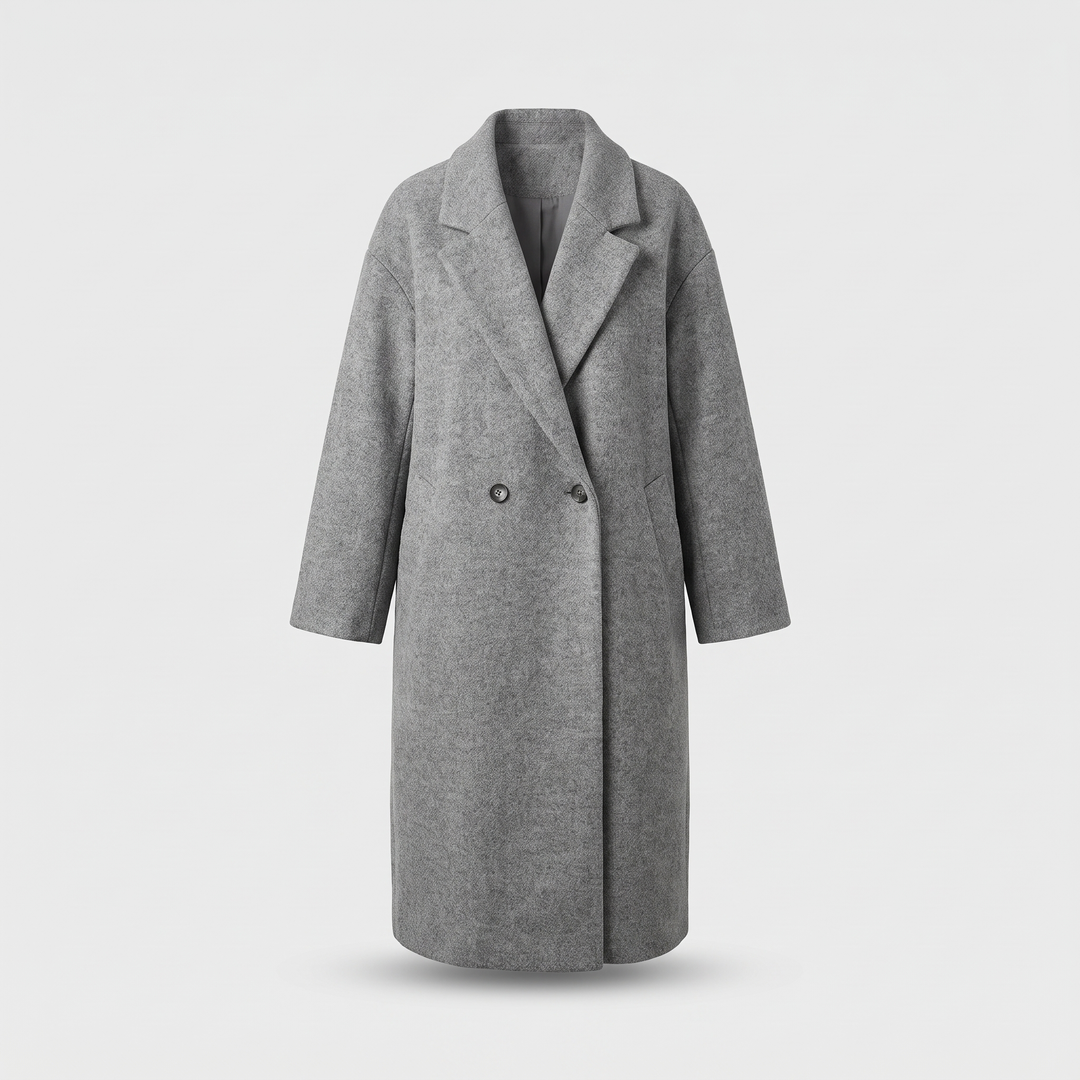 Women's Elegant Long Overcoat for Winter with Cotton Blend 0