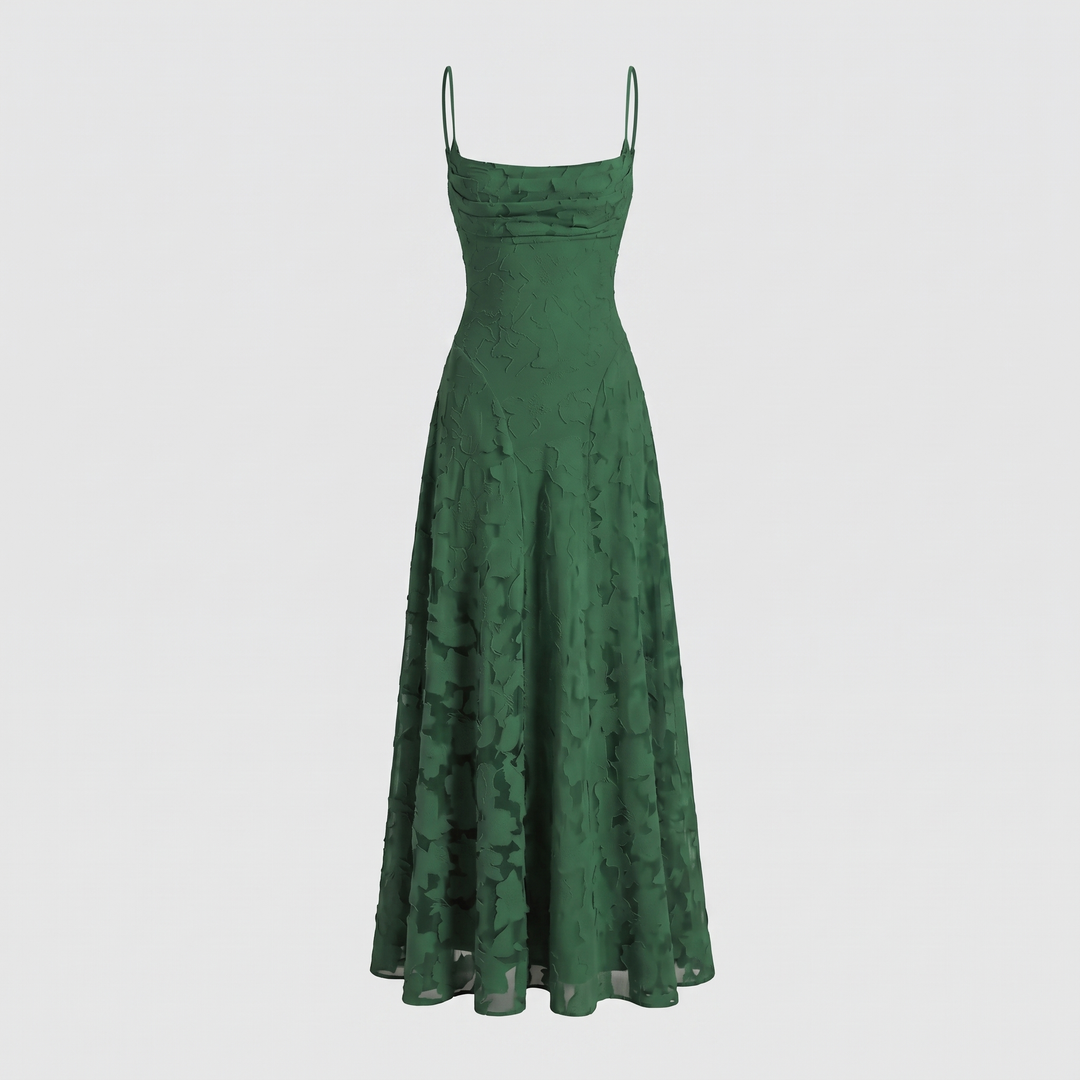 Women's Elegant Maxi Dress with Square Neckline 0