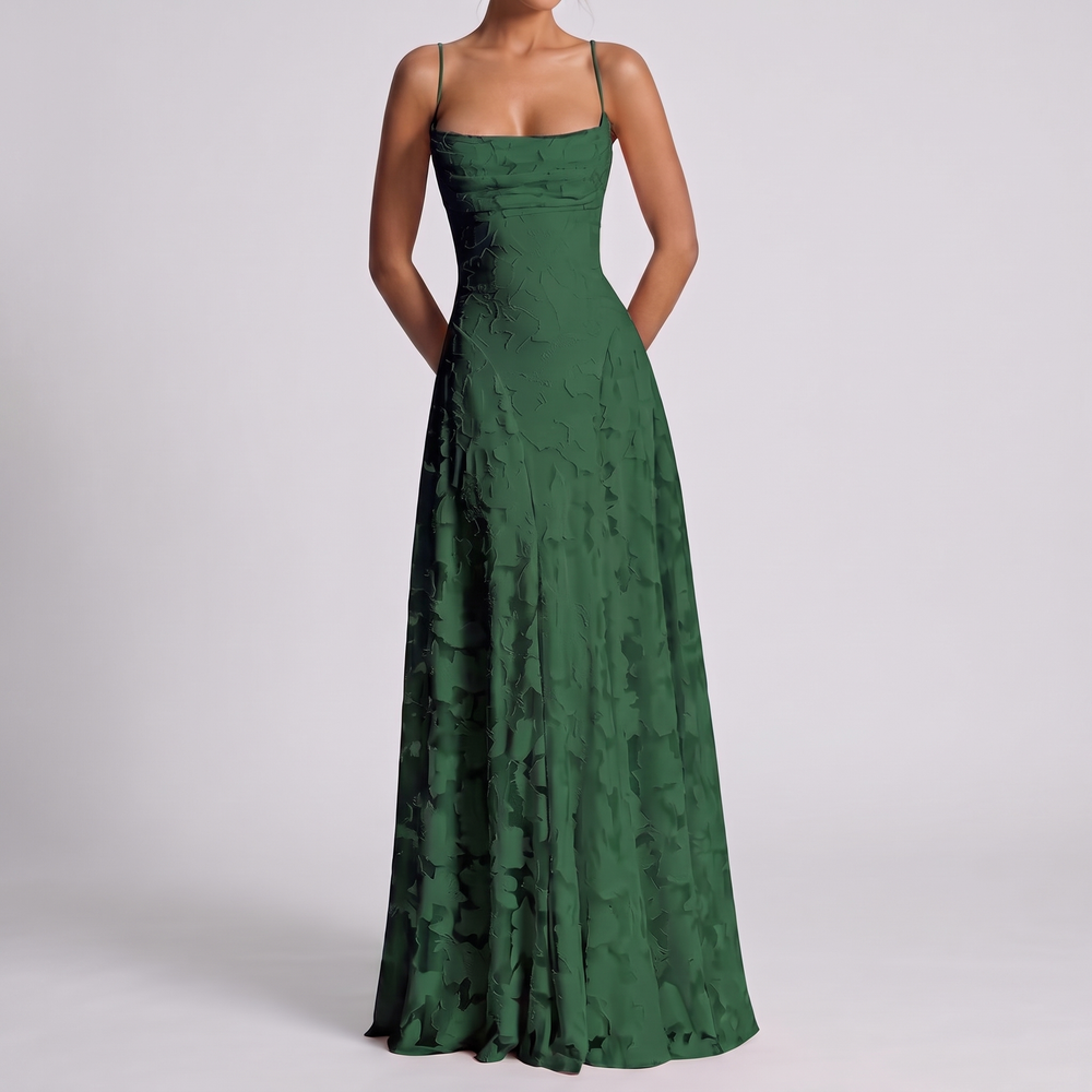 Women's Elegant Maxi Dress with Square Neckline 1