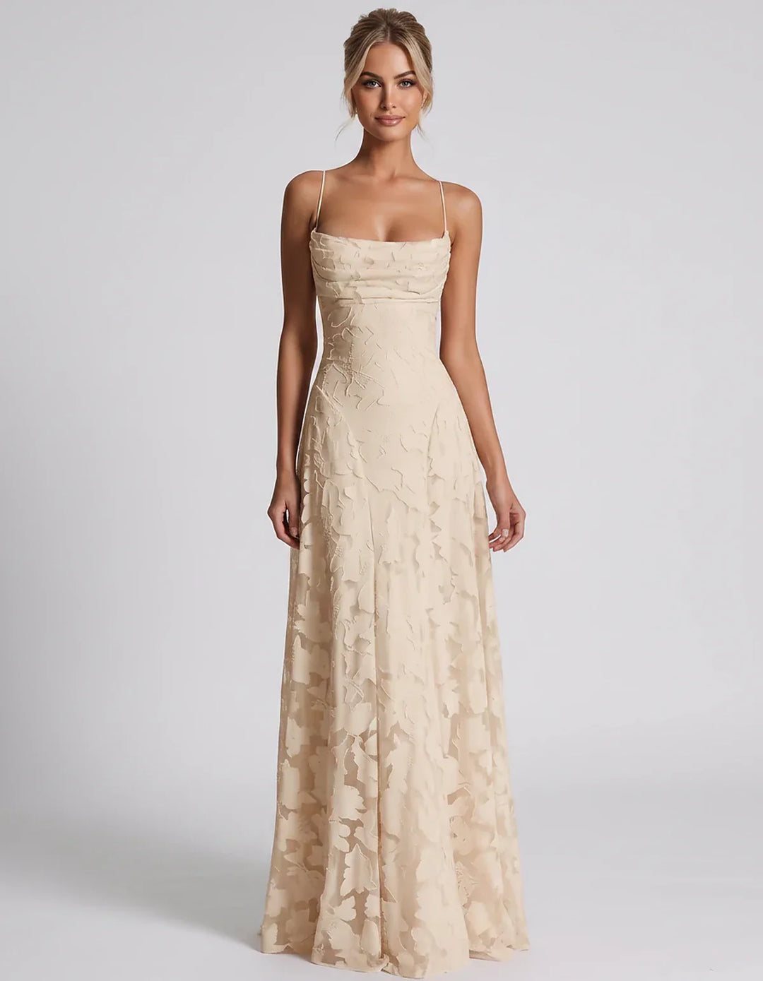 Women's Elegant Maxi Dress with Square Neckline 100
