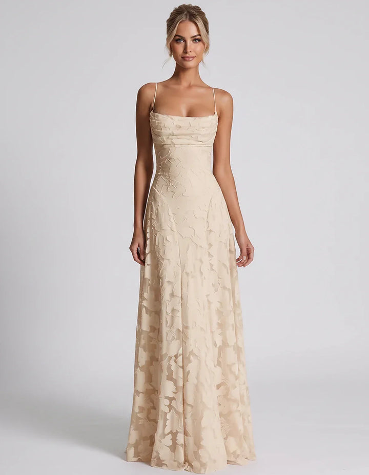 Women's Elegant Maxi Dress with Square Neckline 100