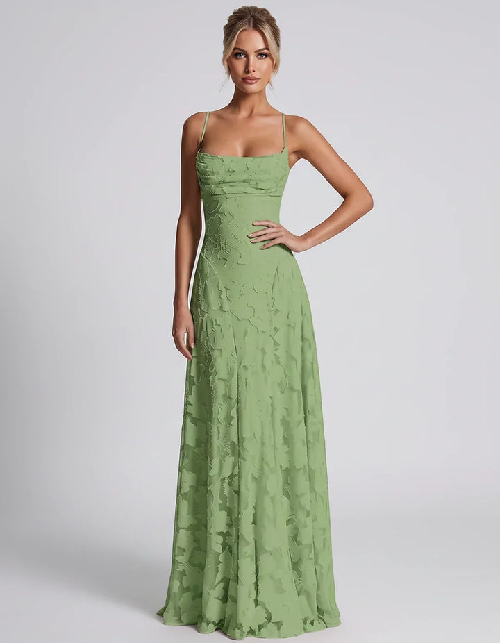 Women's Elegant Maxi Dress with Square Neckline 101