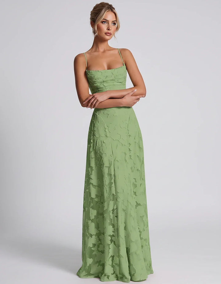 Women's Elegant Maxi Dress with Square Neckline 102