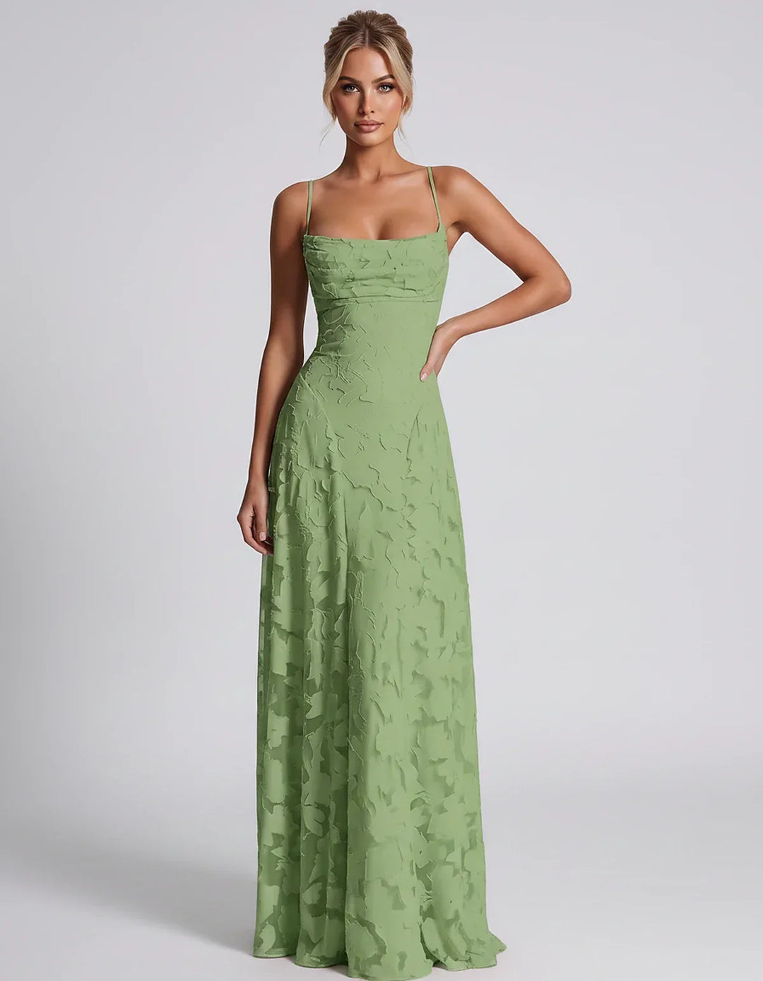 Women's Elegant Maxi Dress with Square Neckline 103