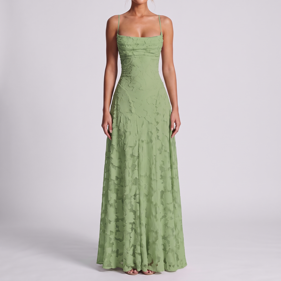 Women's Elegant Maxi Dress with Square Neckline 17