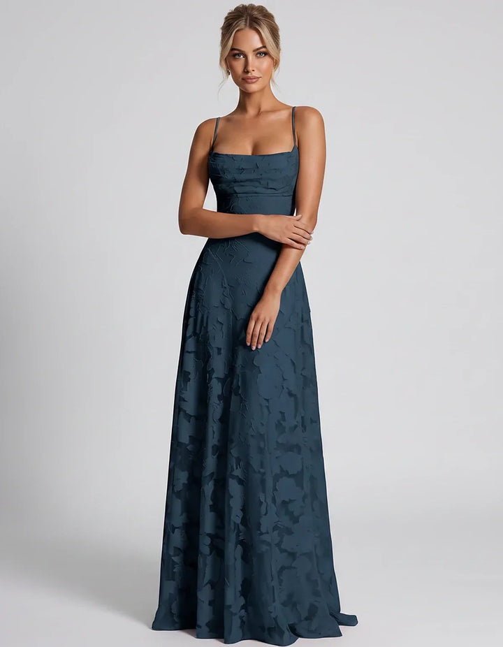 Women's Elegant Maxi Dress with Square Neckline 26
