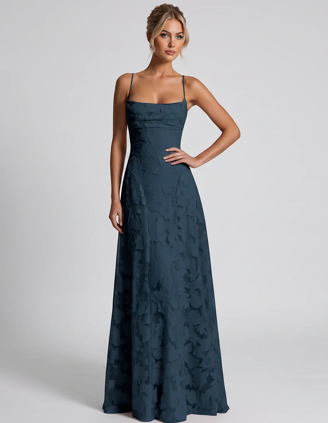 Women's Elegant Maxi Dress with Square Neckline 30