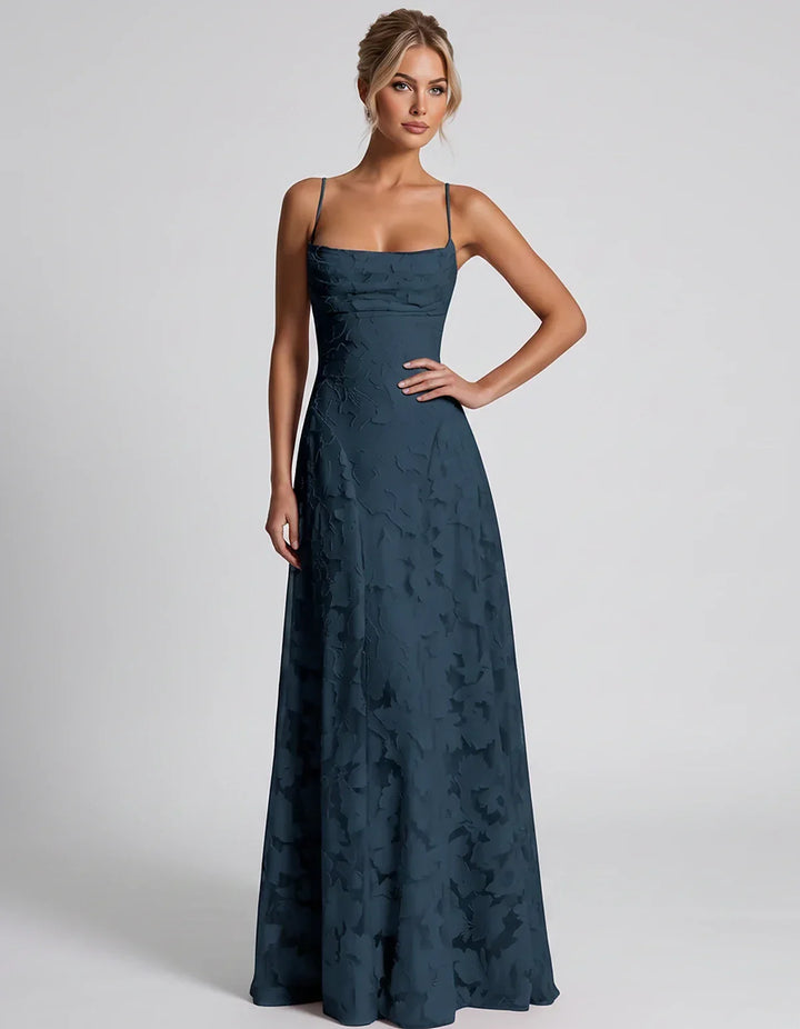 Women's Elegant Maxi Dress with Square Neckline 30