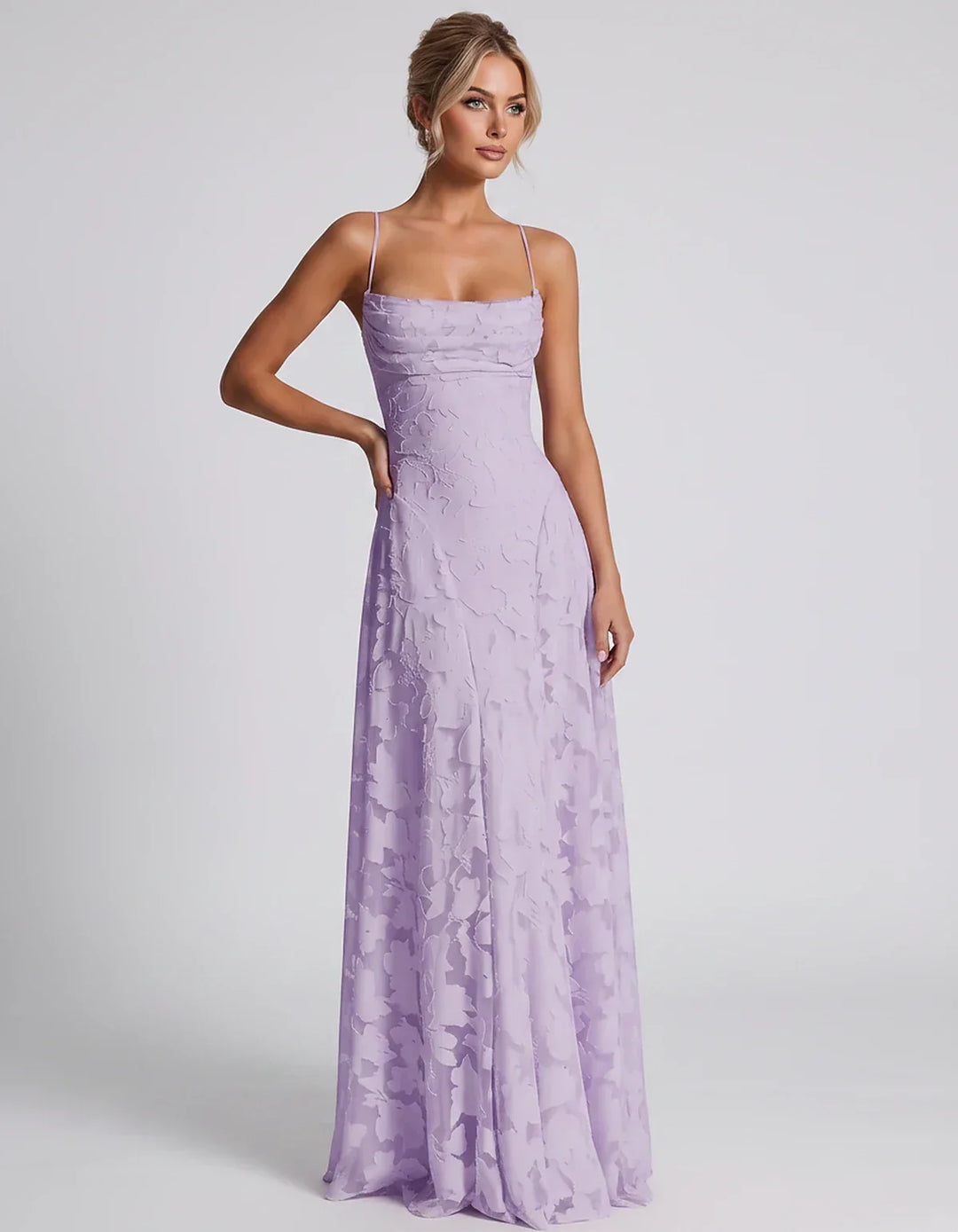 Women's Elegant Maxi Dress with Square Neckline 39