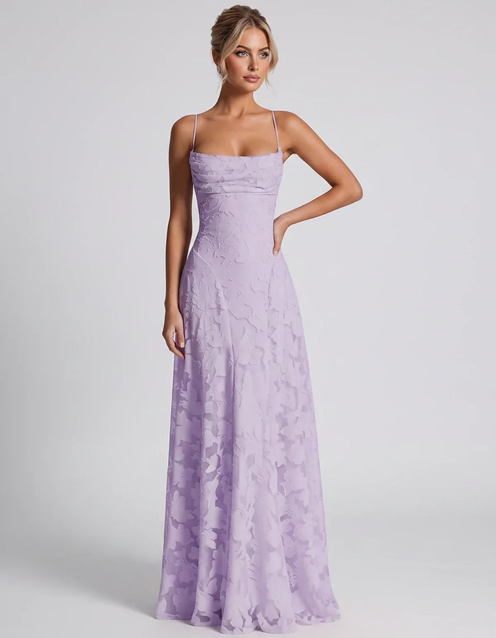 Women's Elegant Maxi Dress with Square Neckline 40