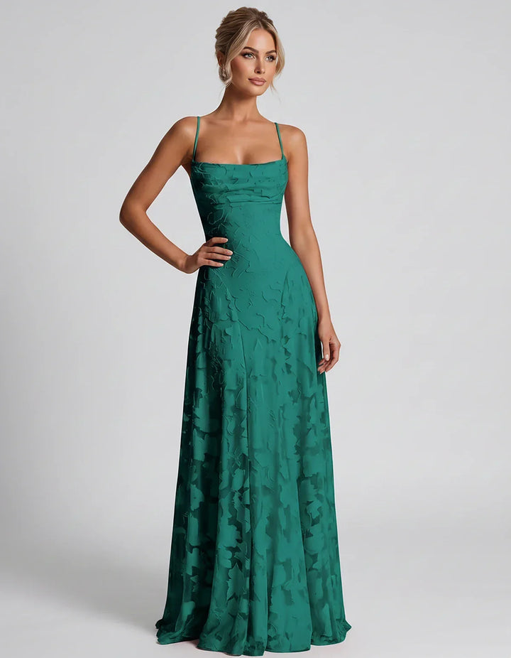 Women's Elegant Maxi Dress with Square Neckline 41