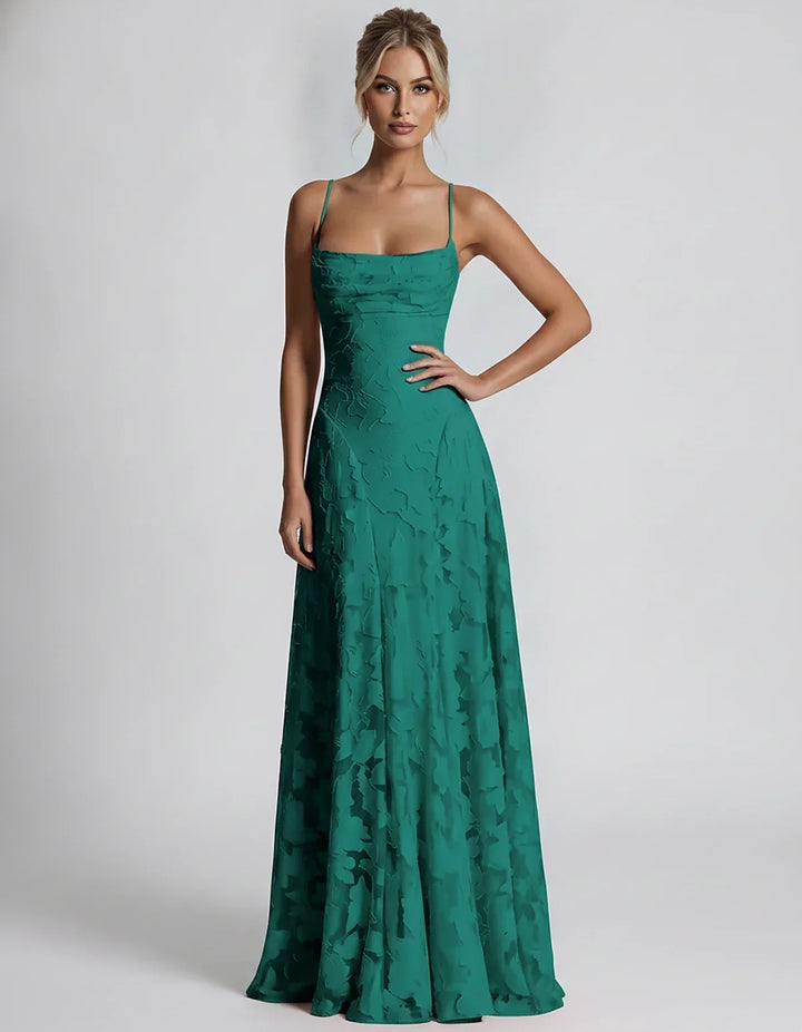 Women's Elegant Maxi Dress with Square Neckline 42