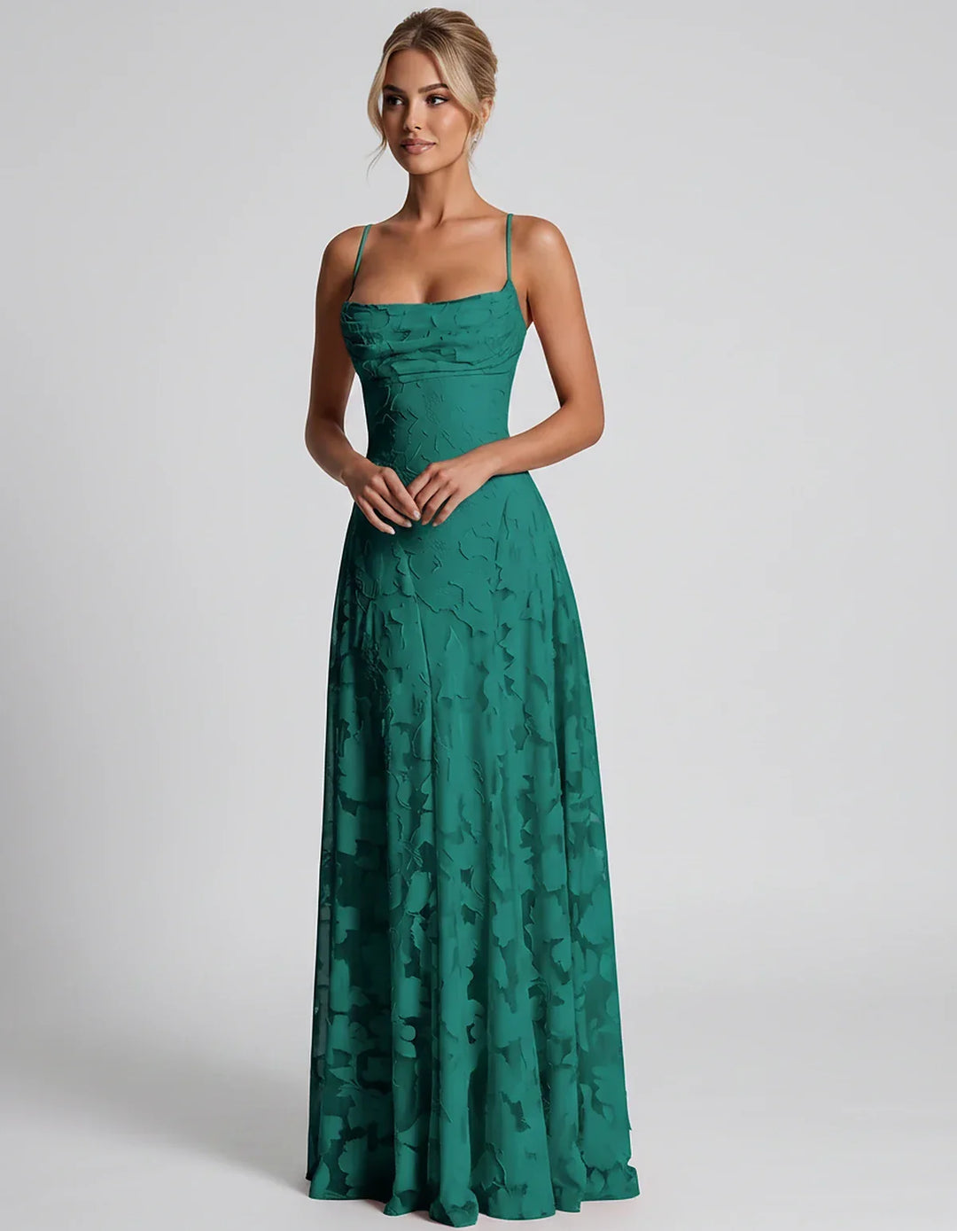 Women's Elegant Maxi Dress with Square Neckline 43