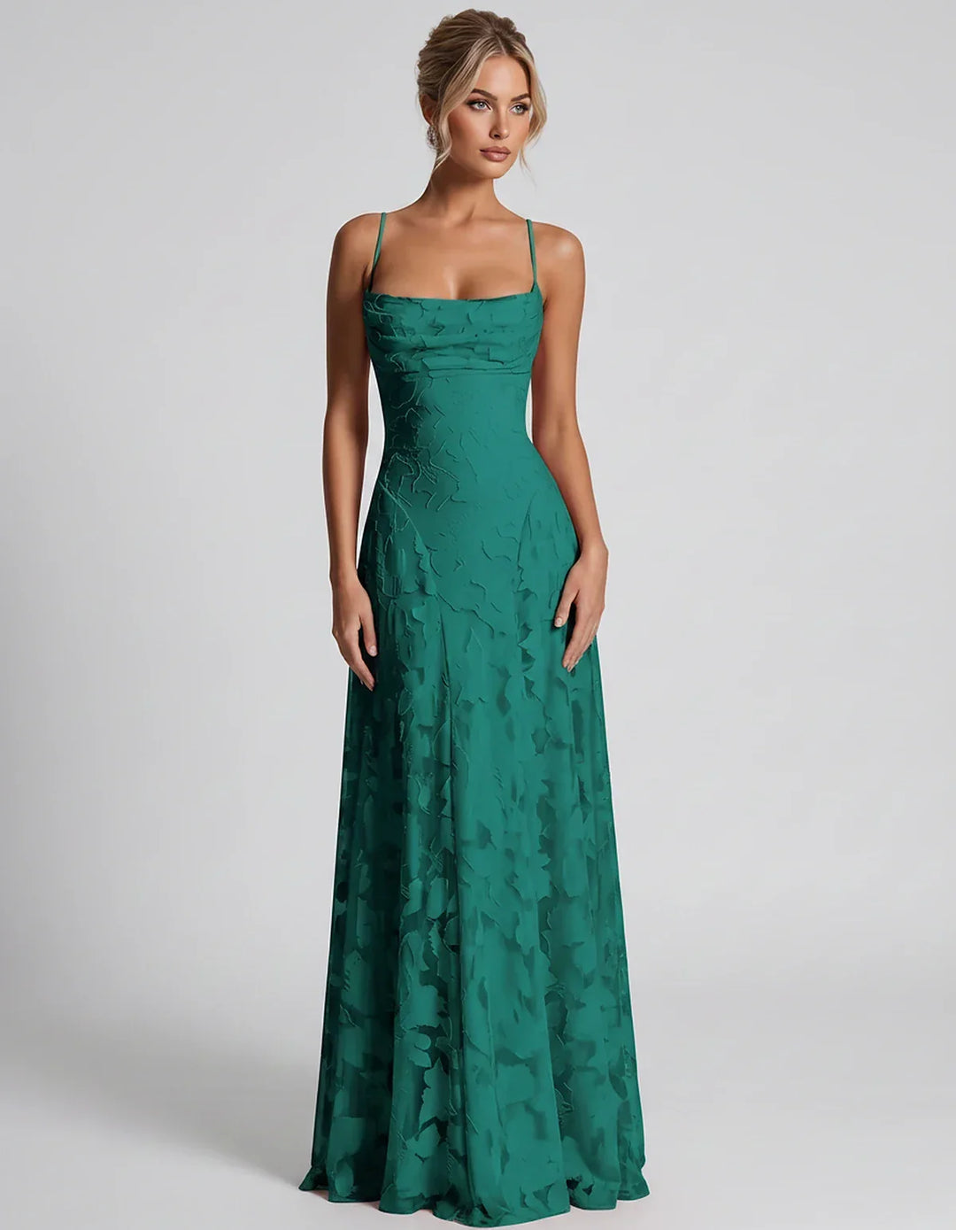 Women's Elegant Maxi Dress with Square Neckline 44