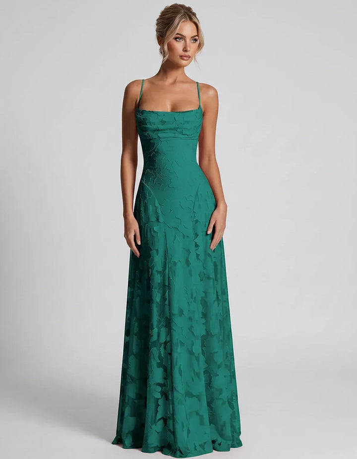 Women's Elegant Maxi Dress with Square Neckline 44