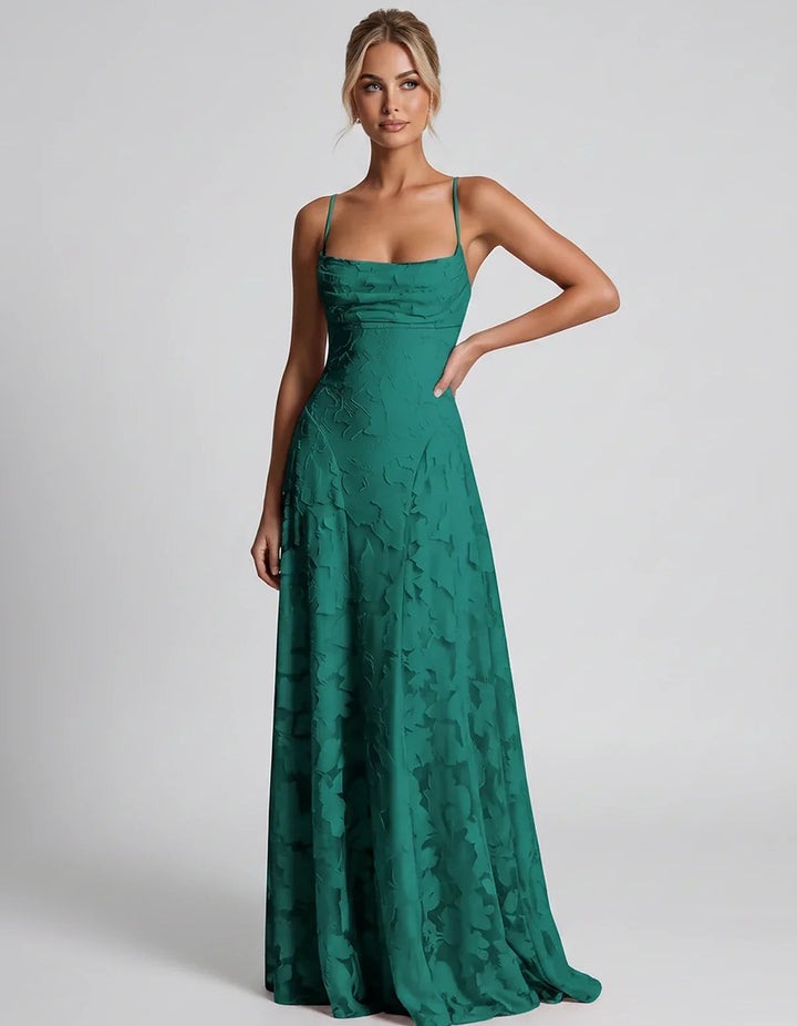 Women's Elegant Maxi Dress with Square Neckline 45