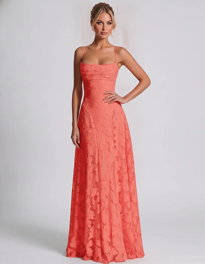 Women's Elegant Maxi Dress with Square Neckline 48